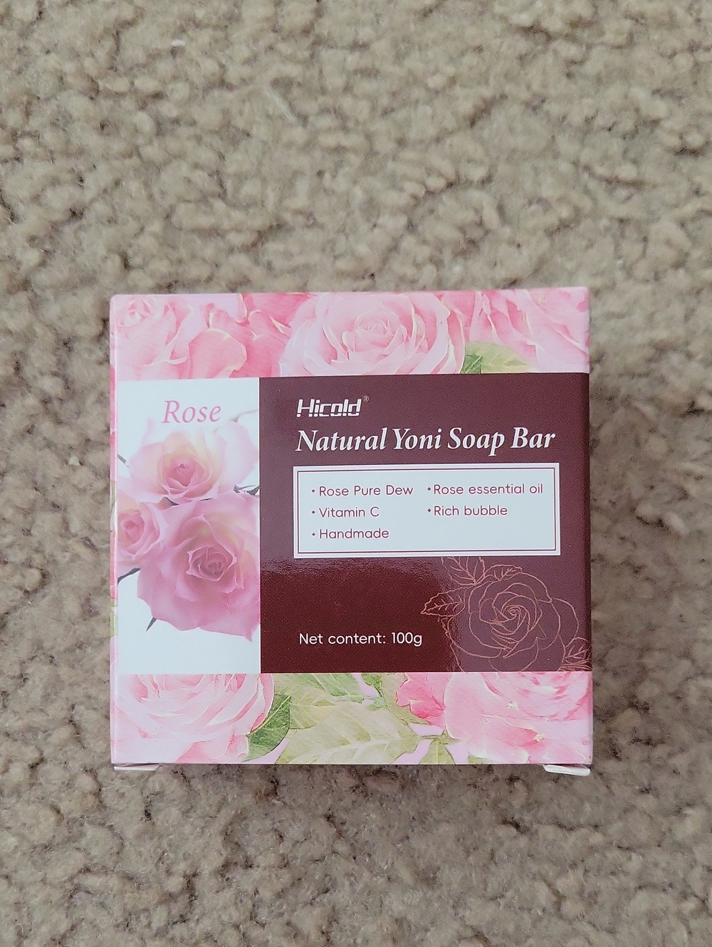 Hicold Natural Yoni Soap Bar Handmade Rose Scent 100g for Body & Face